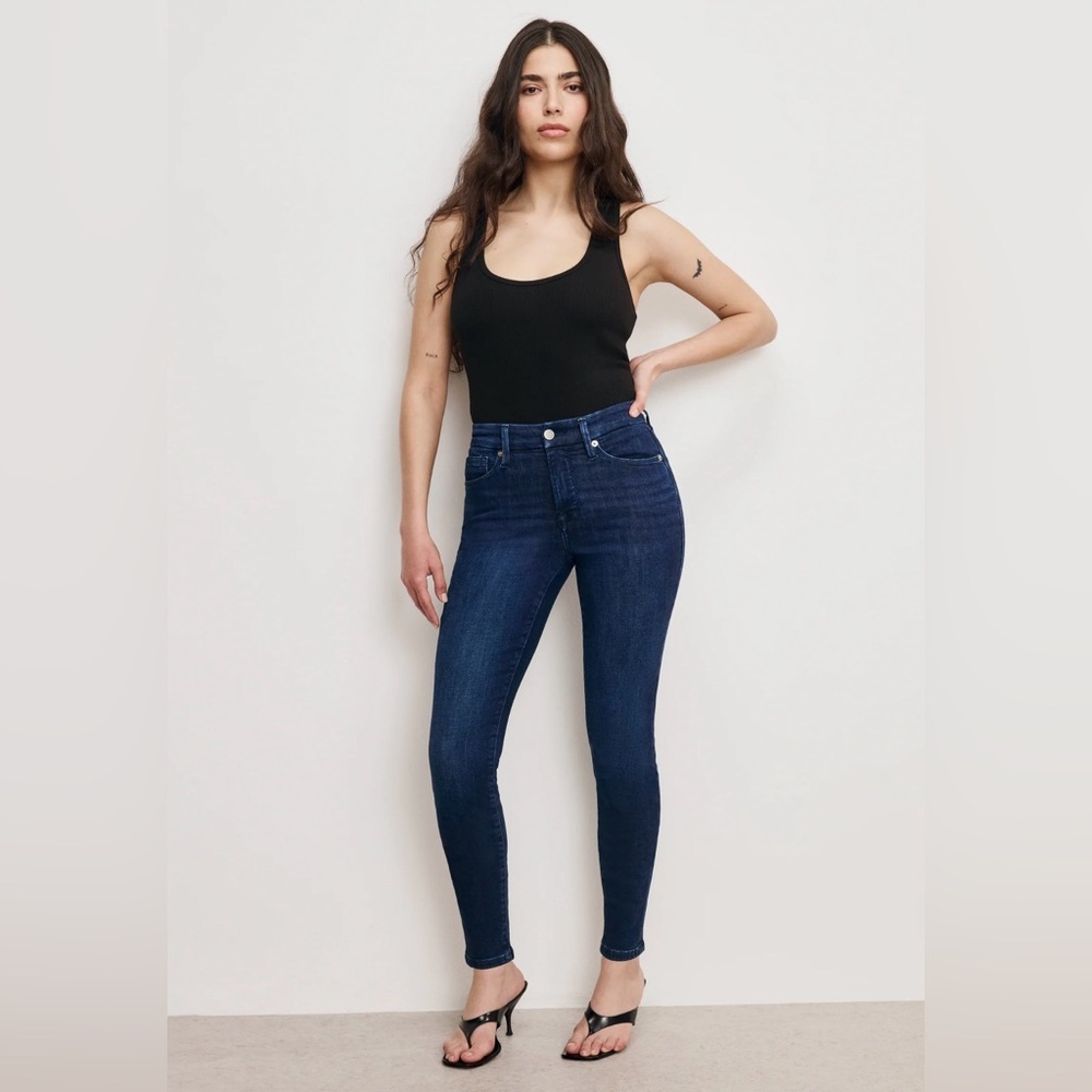 Good American Dark Blue High-Rise Skinny Jeans
